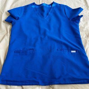 XL Blue Casma Figs three pocket scrub top